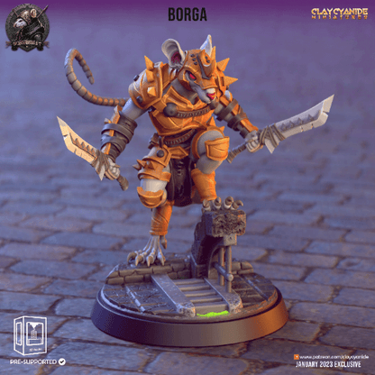 Jimboy, Burat Knight Ratmen Miniature | Axe and Blade Skaven Warrior | 32mm Scale - Plague Miniatures