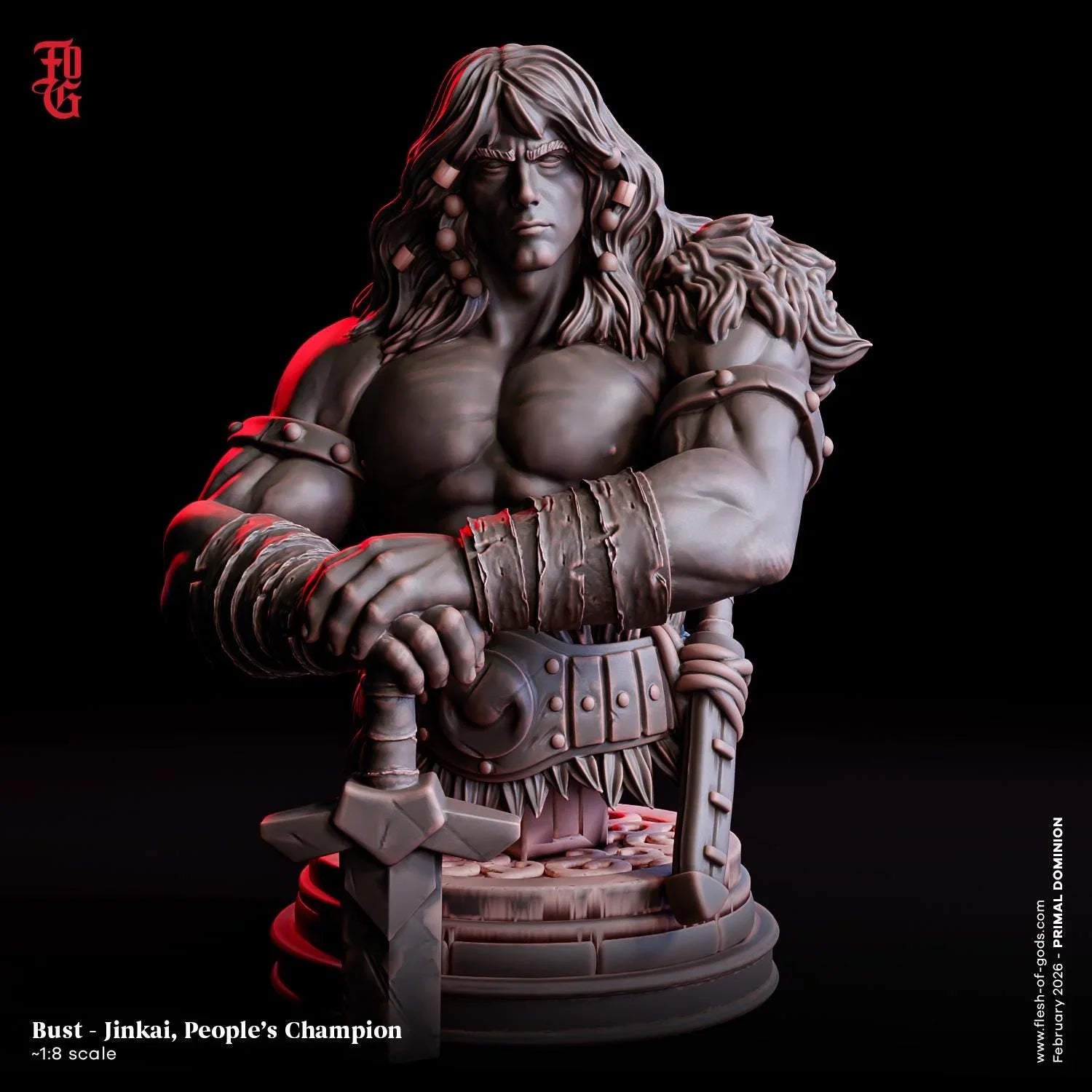 Jinkai, the People’s Champion Miniature | Heroic Fighter Figurine | 32mm Scale or 75mm Scale - Plague Miniatures