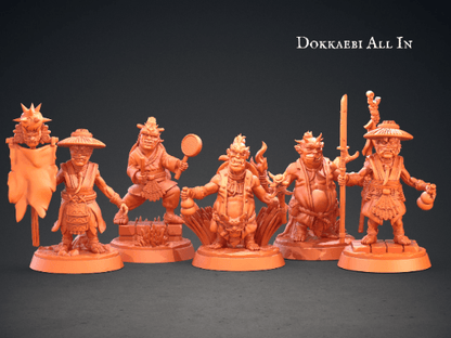 Joon Gi Dokkaebi Goblin Miniatures Set | 5 Unique Figures from Korean Folklore for Tabletop RPGs | 32mm Scale - Plague Miniatures