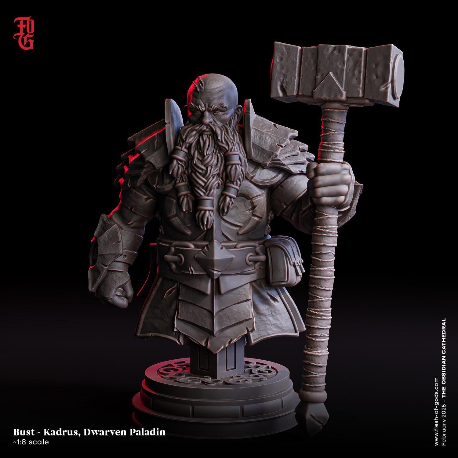 Kadrus, Dwarf Paladin Bust | Noble Warrior Resin Statue - Plague Miniatures