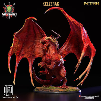 Kelzerak Orc Warrior on Dragon Miniature | Huge Dragon Miniature Monstrosity | 32mm Scale - Plague Miniatures