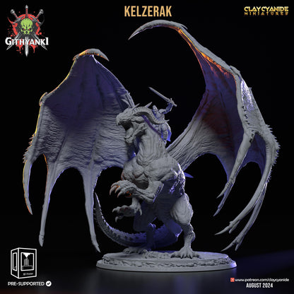 Kelzerak Orc Warrior on Dragon Miniature | Huge Dragon Miniature Monstrosity | 32mm Scale - Plague Miniatures