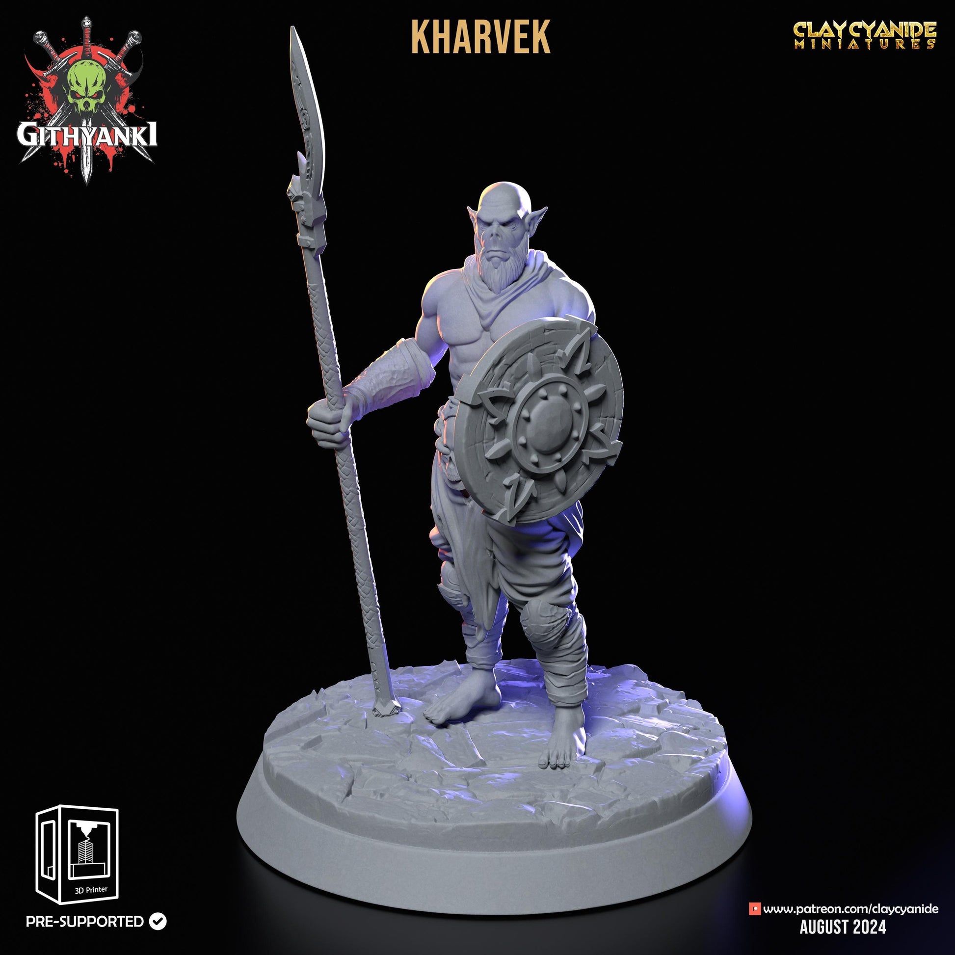 Kharvek, Orc Spear & Shield Warrior Miniature | Stalwart Defender | 32mm Scale - Plague Miniatures