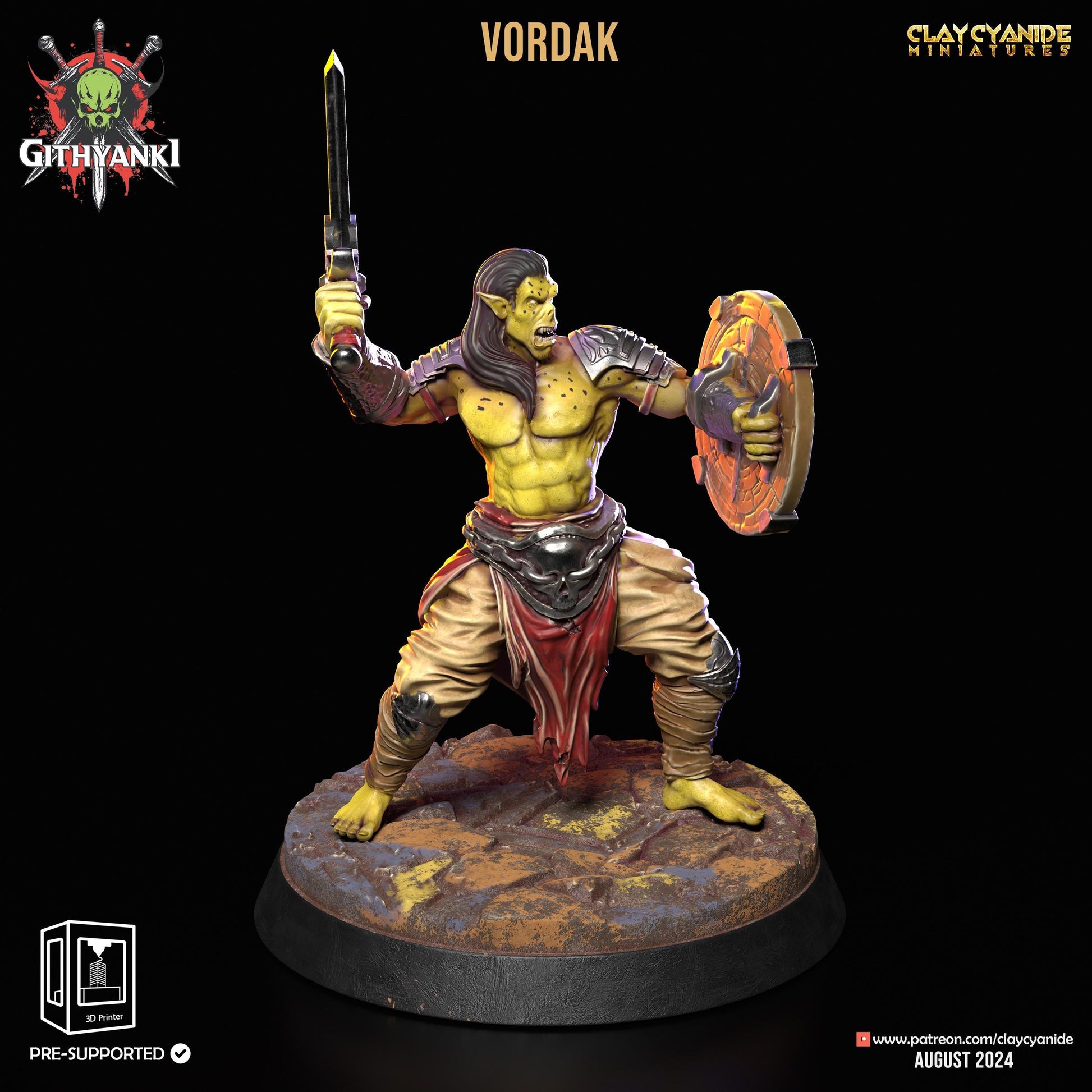 Kharvek, Orc Spear & Shield Warrior Miniature | Stalwart Defender | 32mm Scale - Plague Miniatures