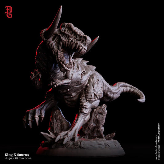 King X-Saurus Miniature | Tyrant Dinosaur Huge Monstrosity Figurine | 75mm Base - Plague Miniatures