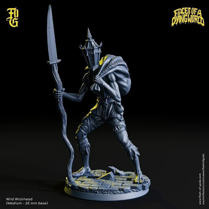 Knife-Wielding Wickhead Monster Miniature | Outcast Follower NPC for MÖRK BORG | 32mm Scale - Plague Miniatures