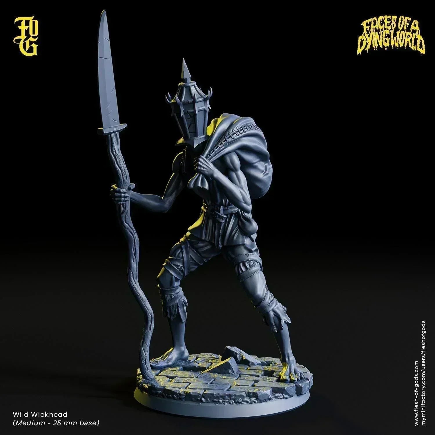 Knife-Wielding Wickhead Monster Miniature | Outcast Follower NPC for MÖRK BORG | 32mm Scale - Plague Miniatures