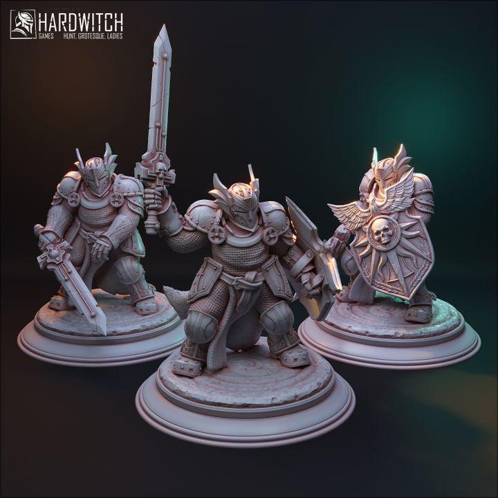 Knight Set, The Oathbound Three | Heroic Medieval Knight Miniatures | 32mm Scale - Plague Miniatures