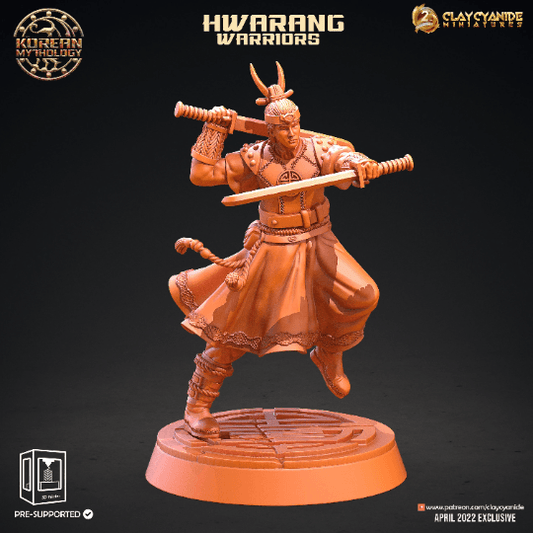 Korean Hwarang Warrior miniature | Figurine for Dungeons and Dragons | 32mm Scale - Plague Miniatures