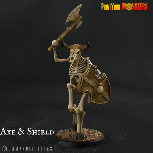 Lance Skeletal Minotaur Miniature | Undead Monster Figurine DnD 5e - Plague Miniatures