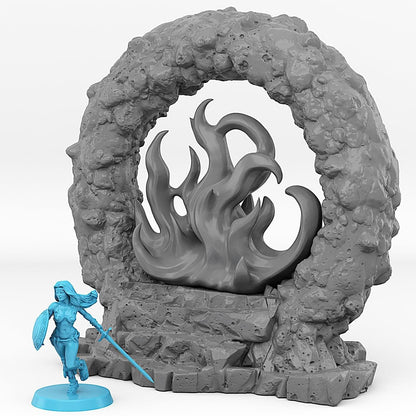 Lava Portal Miniature | Magic Magma Effect Flames | Dungeon Terrain Prop | 28mm or 32mm Scale - Plague Miniatures