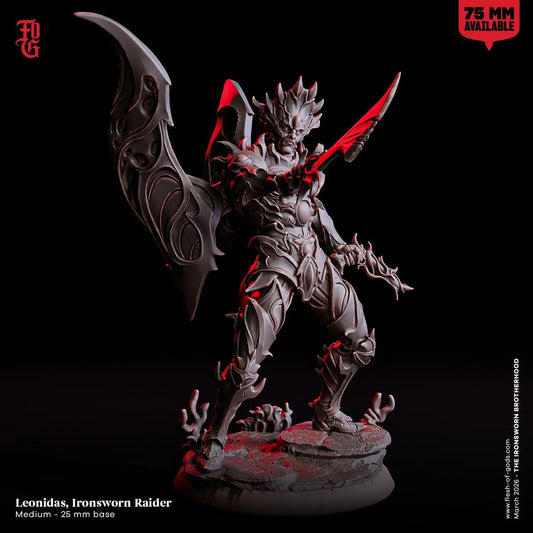Leonidas, Ironsworn Raider Miniature | Winged Human Fallen Angel Figurine | 32mm Scale or 75mm Scale - Plague Miniatures