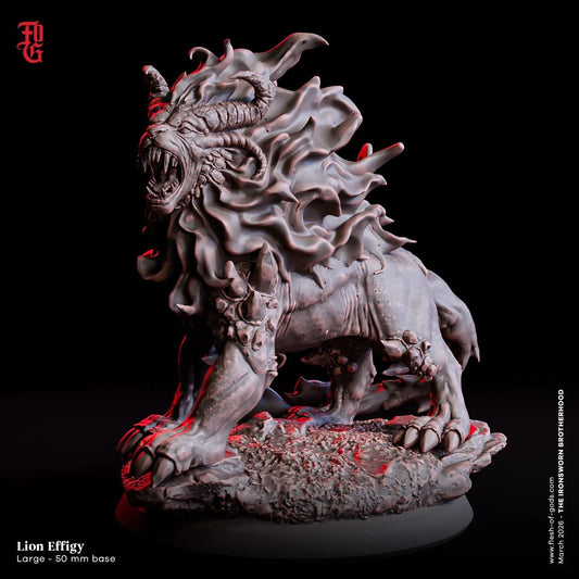 Lion Effigy Miniature | Large Primordial Undead Beast Monstrosity Figurine | 50mm Base - Plague Miniatures