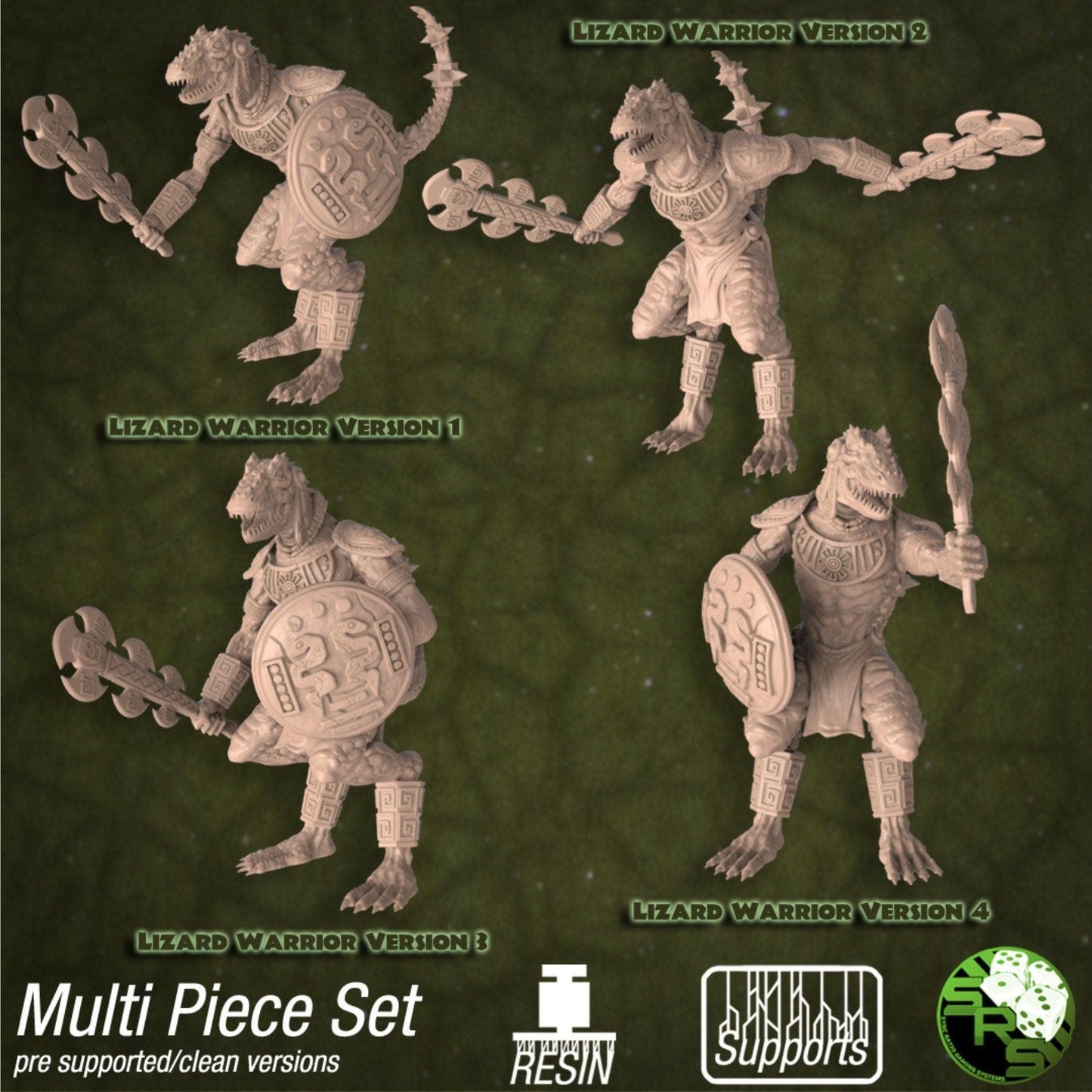 Lizard Fighter Miniature - 40mm base | 32mm scale | Tabletop gaming DnD Miniature Dungeons and Dragons, dnd lizard warrior - Plague Miniatures