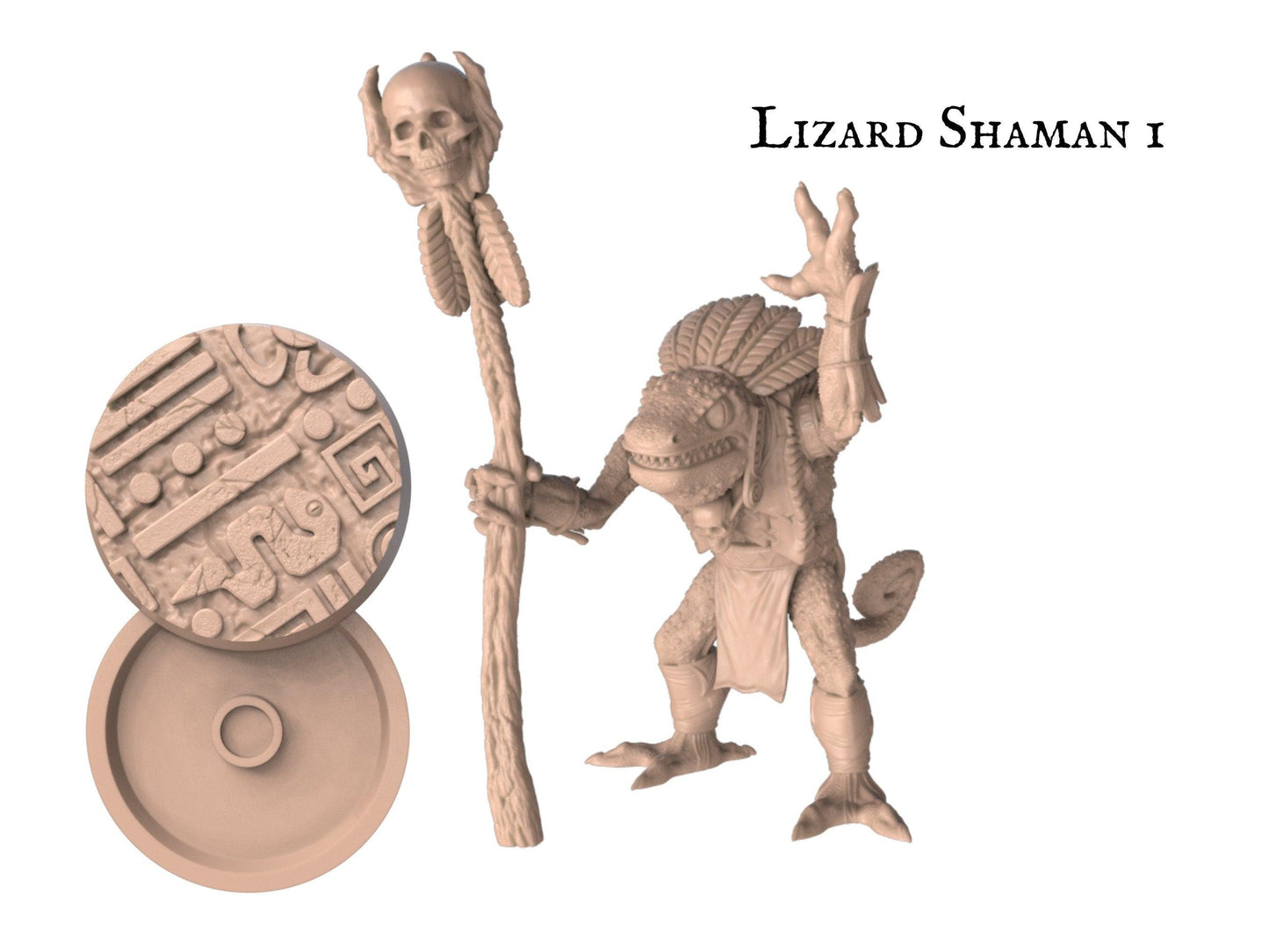 Lizard Shaman Miniature - 32mm base | 32mm scale | Tabletop gaming DnD Miniature Dungeons and Dragons,dnd lizard druid - Plague Miniatures shop for DnD Miniatures