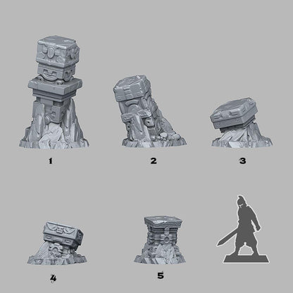 Lost Maya Columns Miniatures | Wargaming Terrain Set of 5 | 28mm Scale or 32mm Scale - Plague Miniatures