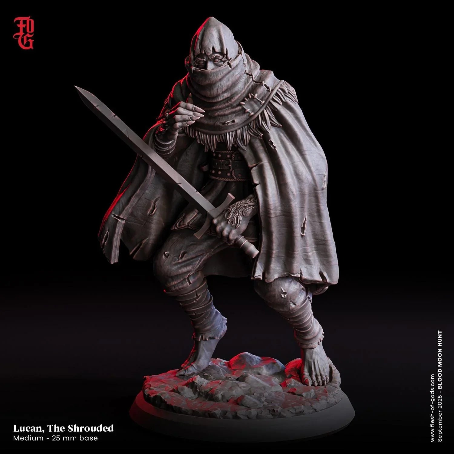 Lucan, the Shrouded | Human Rogue Miniature | 32mm Scale or 75mm Scale - Plague Miniatures