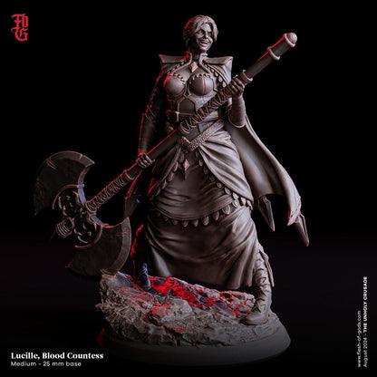 Lucille, Blood Countess Miniature | Female Vampire Noble Figure for DnD 5e | 32mm Scale or 75mm Scale - Plague Miniatures