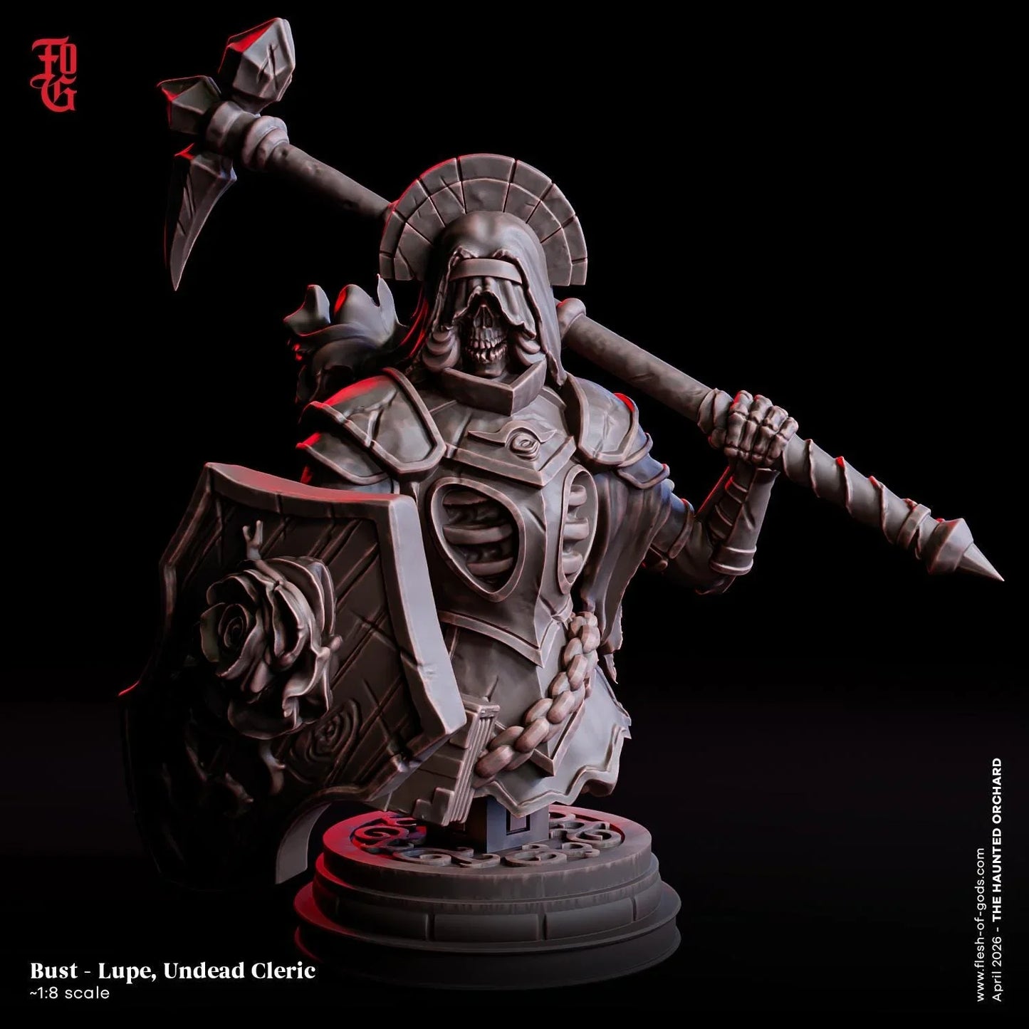 Lupe, Undead Cleric Bust | Spellcaster Healer Prophet Resin Statue - Plague Miniatures