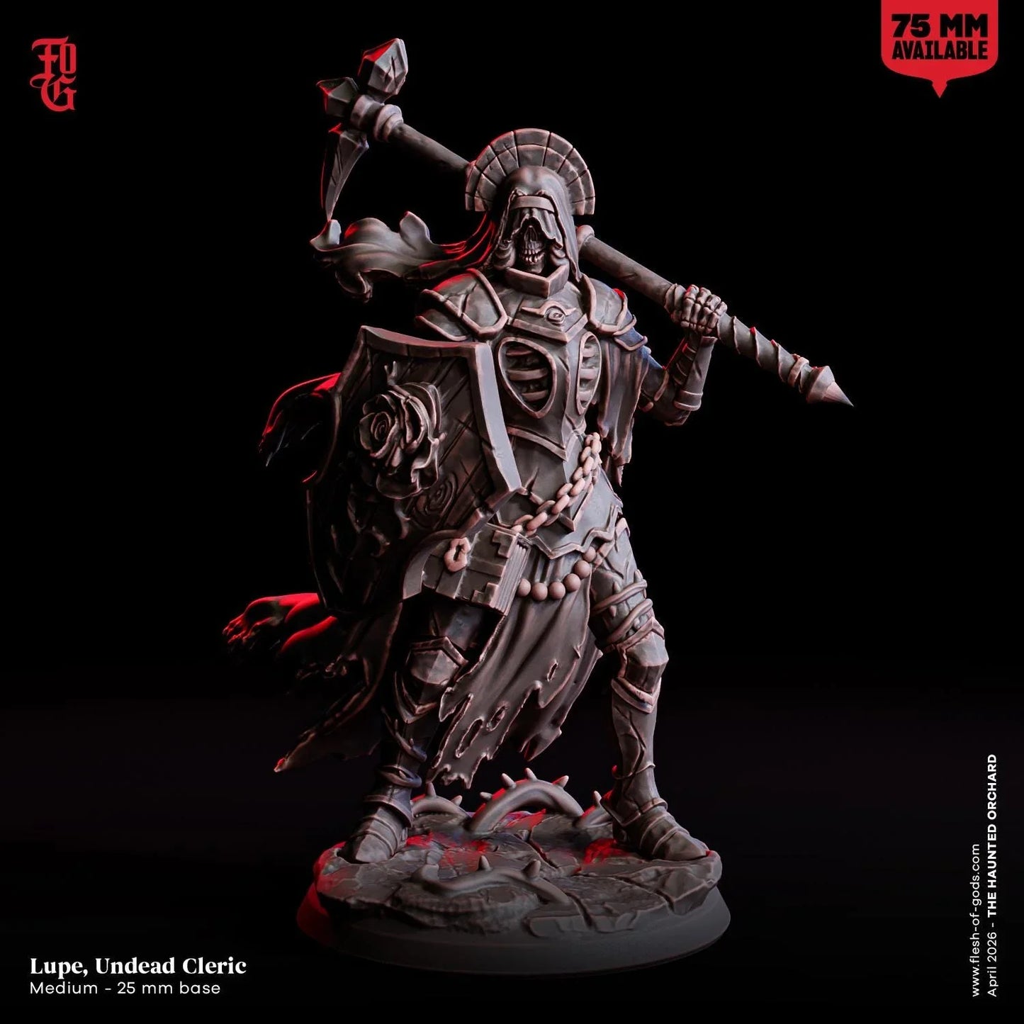 Lupe, Undead Cleric Miniature | Spellcaster Healer Prophet Figurine | 32mm Scale 75mm Scale Bust | DnD Miniature Dungeons and Dragons DnD 5e class - Plague Miniatures