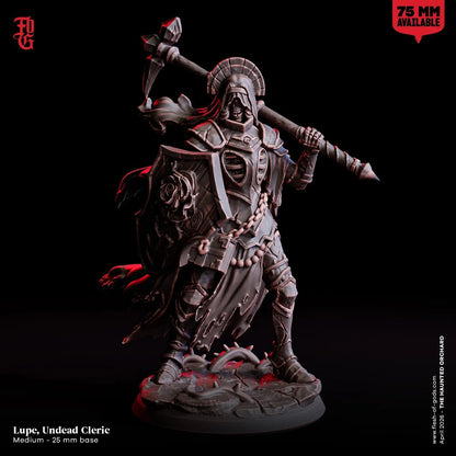 Lupe, Undead Cleric Miniature | Spellcaster Healer Prophet Figurine | 32mm Scale 75mm Scale Bust | DnD Miniature Dungeons and Dragons DnD 5e class - Plague Miniatures