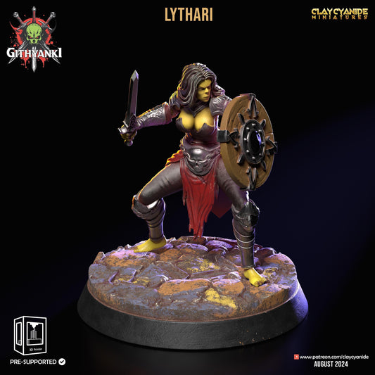 Lythari, Shieldmaiden Female Orc Miniature | Sword and Shield Orc Warrior | 32mm Scale - Plague Miniatures