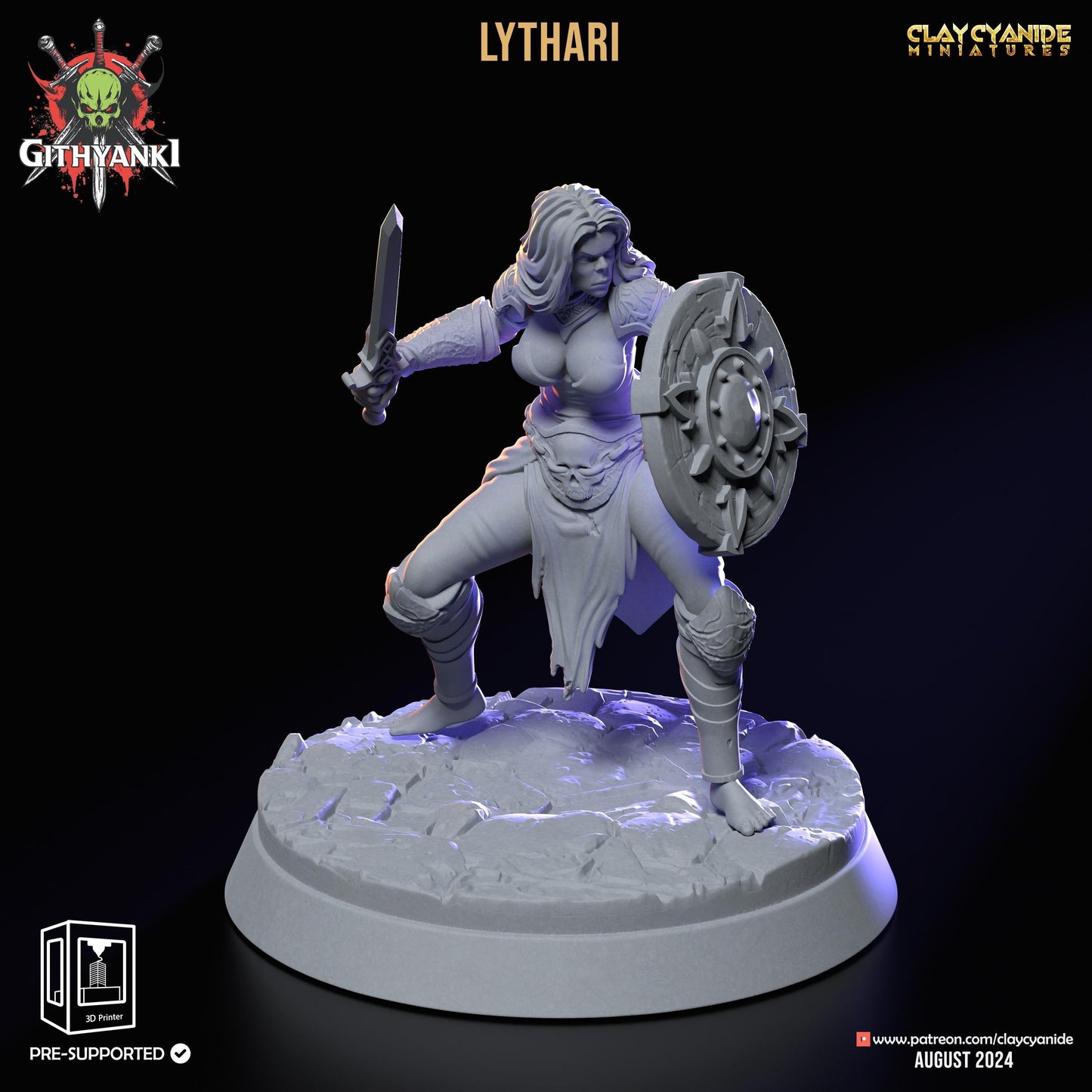 Lythari, Shieldmaiden Female Orc Miniature | Sword and Shield Orc Warrior | 32mm Scale - Plague Miniatures