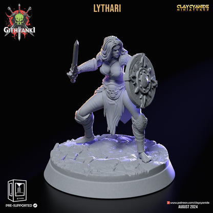 Lythari, Shieldmaiden Female Orc Miniature | Sword and Shield Orc Warrior | 32mm Scale - Plague Miniatures