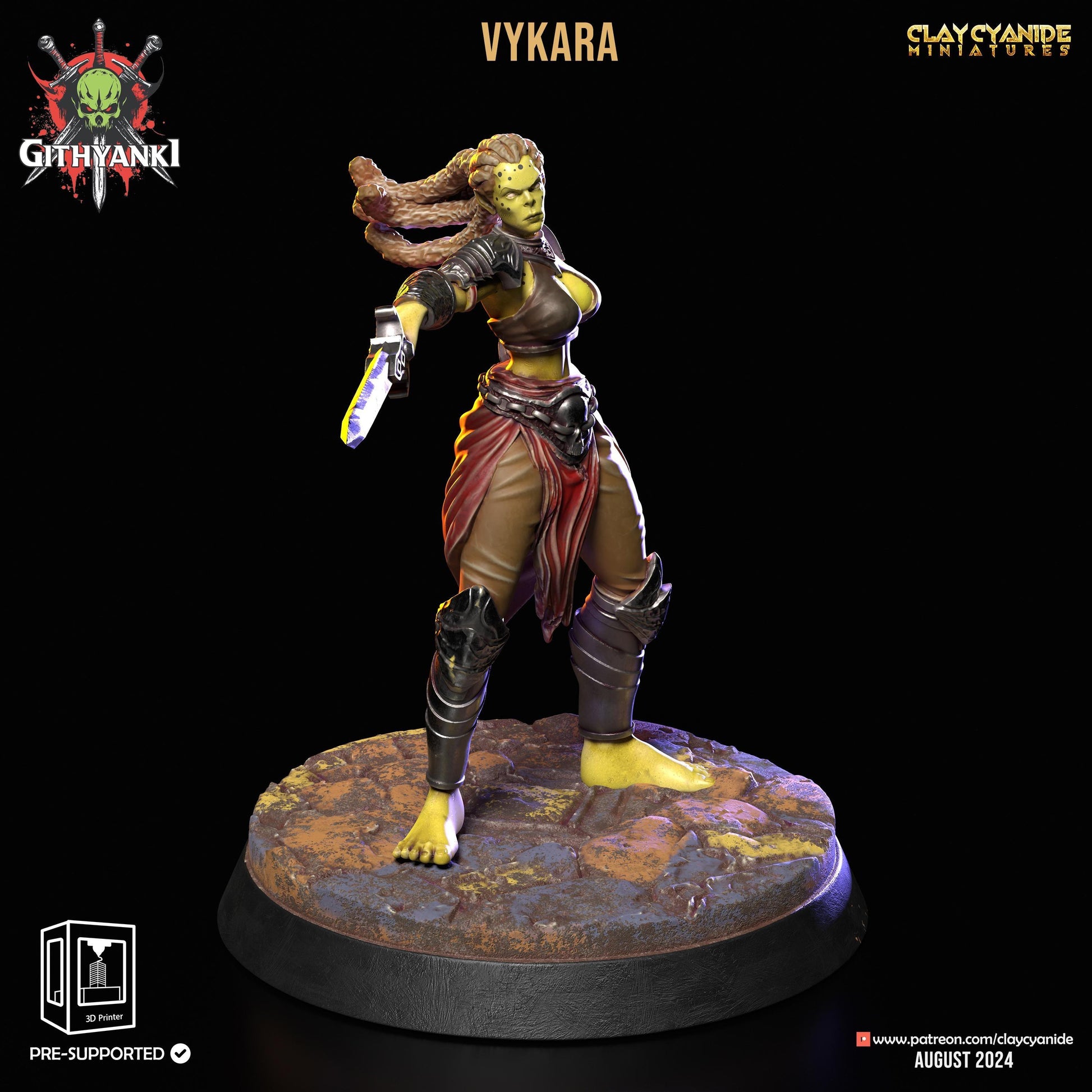 Lythari, Shieldmaiden Female Orc Miniature | Sword and Shield Orc Warrior | 32mm Scale - Plague Miniatures