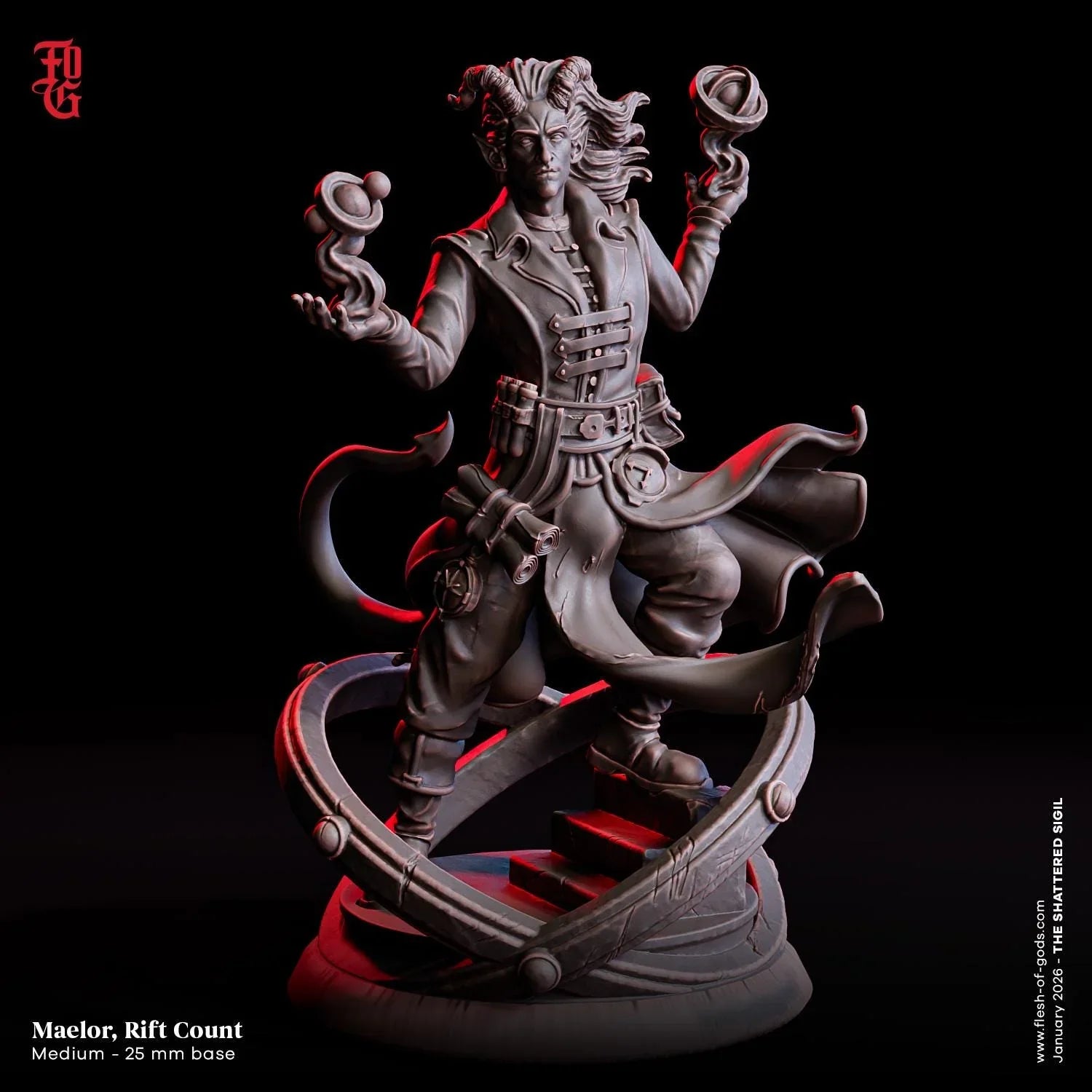 Maelor, Rift Count Resin Bust Statue | Tiefling Chronurgy Wizard Display Figure - Plague Miniatures