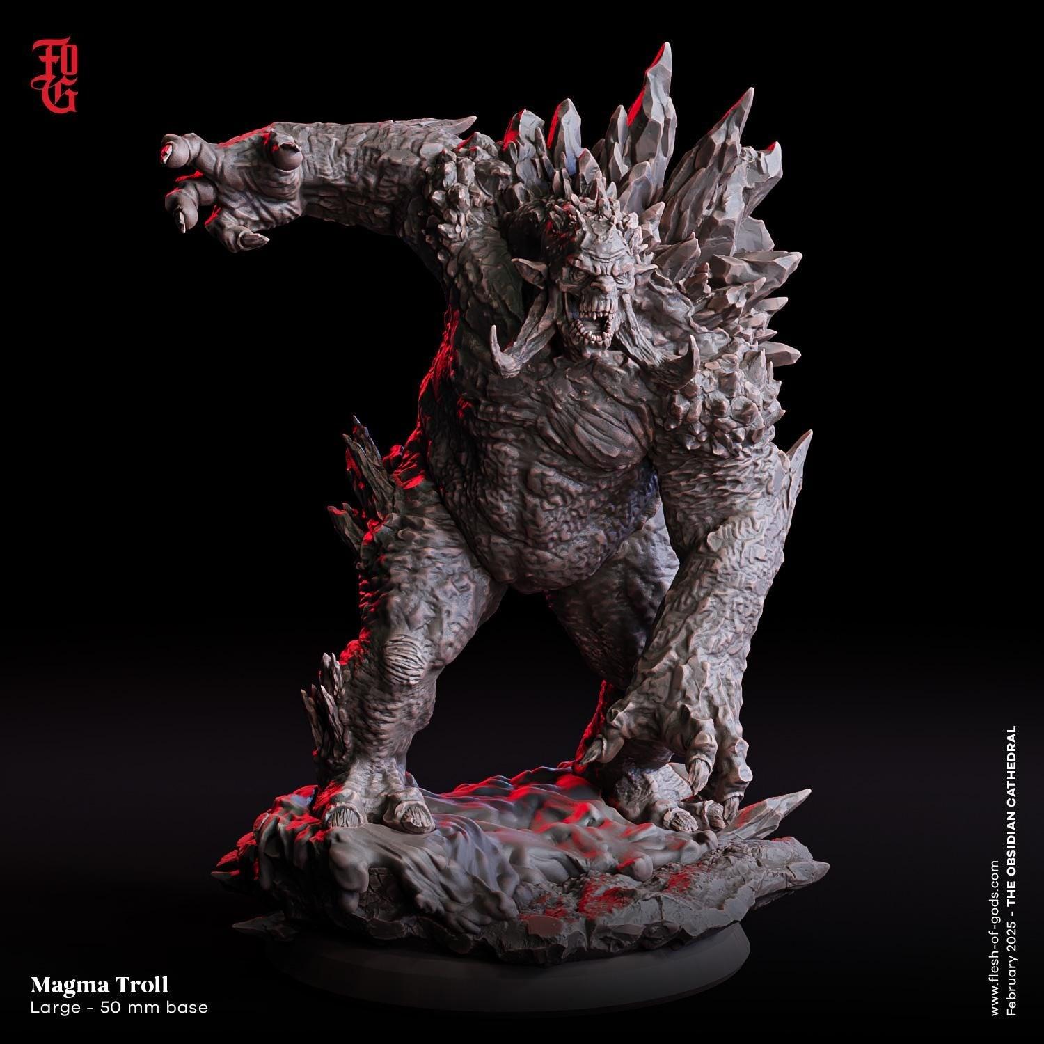 Magma Troll Giant Miniature | Large Monstrosity Monster Figurine | 50mm Base - Plague Miniatures