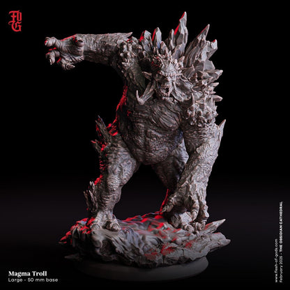 Magma Troll Giant Miniature | Large Monstrosity Monster Figurine | 50mm Base - Plague Miniatures