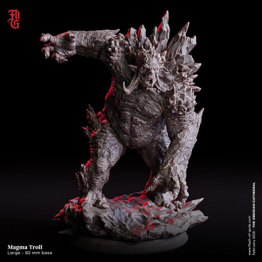 Magma Troll Giant Miniature | Large Monstrosity Monster Figurine | 50mm Base - Plague Miniatures