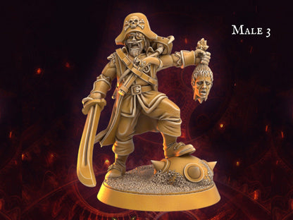 Male Human DnD Pirate miniature - 32mm scale Tabletop gaming DnD Miniature Dungeons and Dragons, wargaming dnd pirate figurine - Plague Miniatures shop for DnD Miniatures
