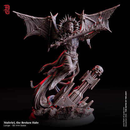 Maltriel, the Broken Halo Miniature | Female Angel Large Celestial Fiend Monster Figurine | 50mm Base - Plague Miniatures