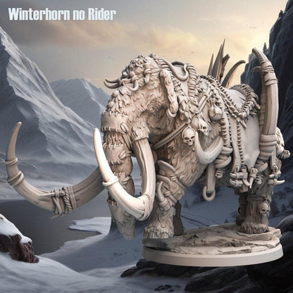 Mammoth Mount Winterhorn Rider Miniature | Epic Fantasy Beast | 32mm Scale - Plague Miniatures