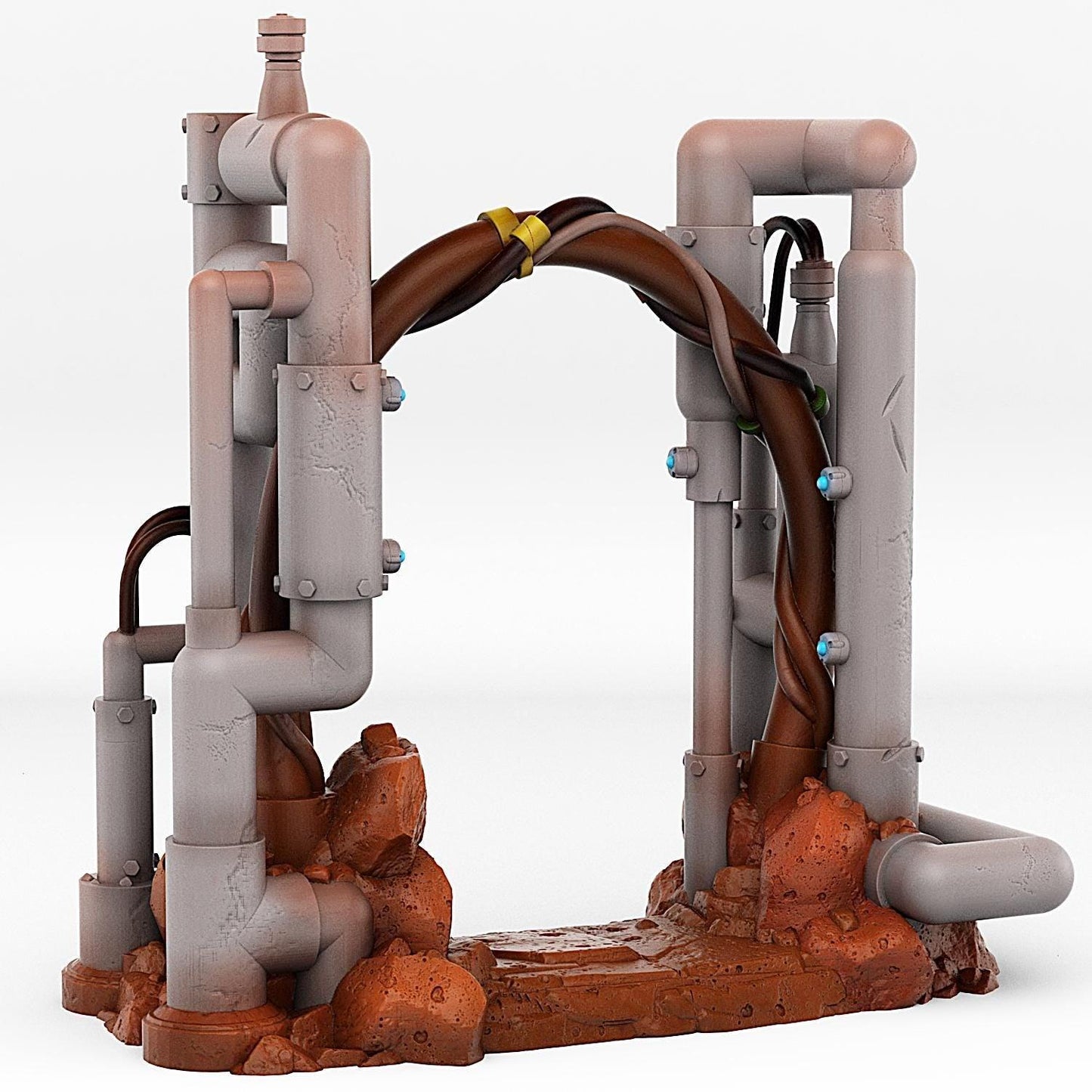 Martian Pipes Portal Miniature | Sci-Fi Electric Effect | Steampunk Dungeon Terrain Prop | 28mm or 32mm Scale - Plague Miniatures