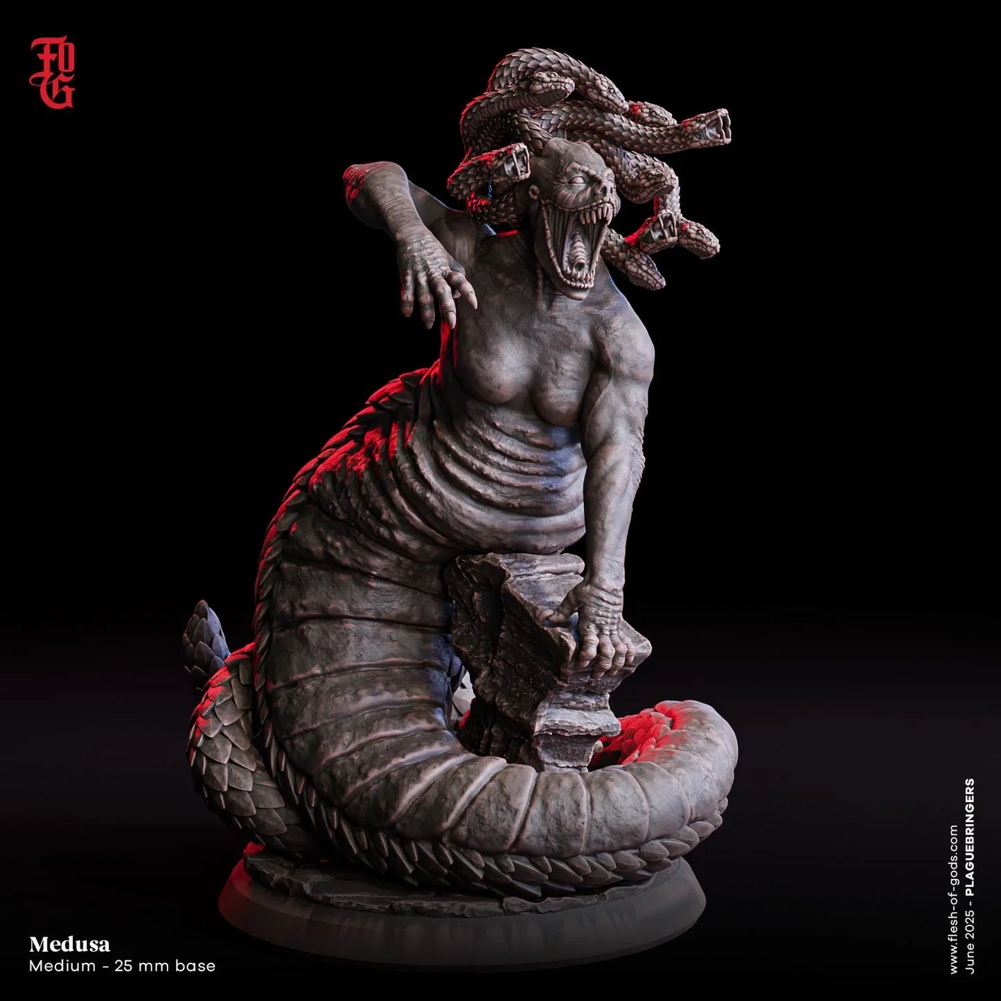Medusa of the Deep | Aquatic Undead Naga Monster Miniature | 32mm Scale or 75mm Scale - Plague Miniatures