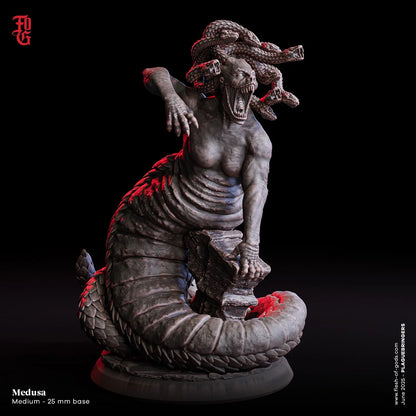 Medusa of the Deep | Aquatic Undead Naga Monster Miniature | 32mm Scale or 75mm Scale - Plague Miniatures