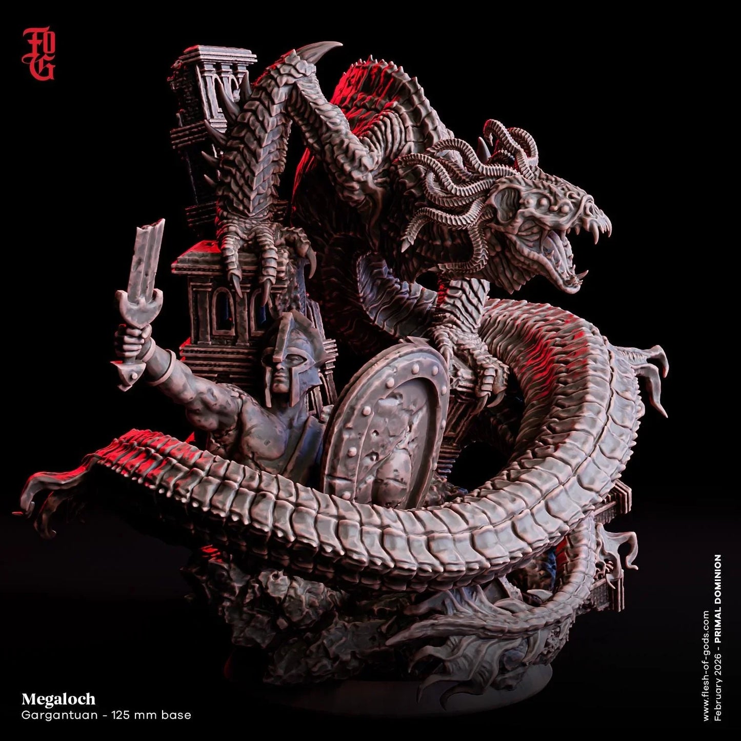 Megaloch Miniature | Gargantuan Primal Titan Ancient Serpent Figurine | 125mm Base - Plague Miniatures
