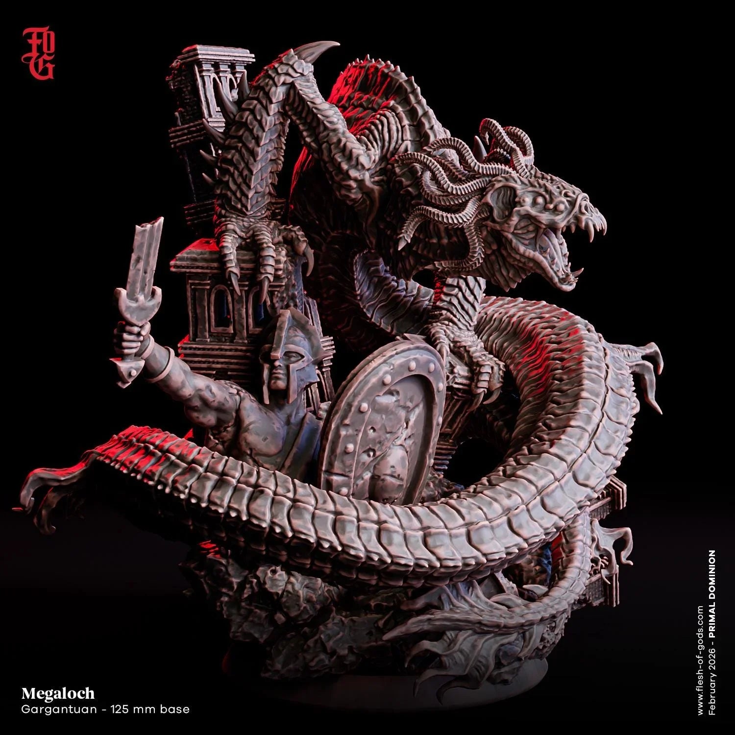 Megaloch Miniature | Gargantuan Primal Titan Ancient Serpent Figurine | 125mm Base - Plague Miniatures