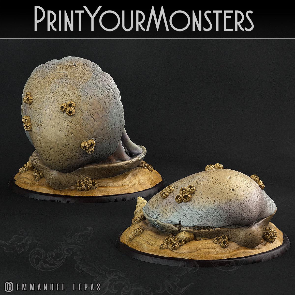 Mimic Clam Miniatures Set | Closed & Open Wargaming Figures | 50mm Base - Plague Miniatures