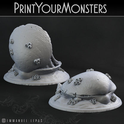 Mimic Clam Miniatures Set | Closed & Open Wargaming Figures | 50mm Base - Plague Miniatures