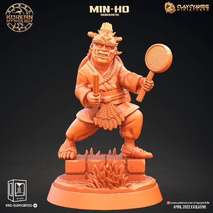 Min-Ho Dokkaebi Goblin Miniatures Set | 5 Unique Figures from Korean Folklore for Tabletop RPGs | 32mm Scale - Plague Miniatures