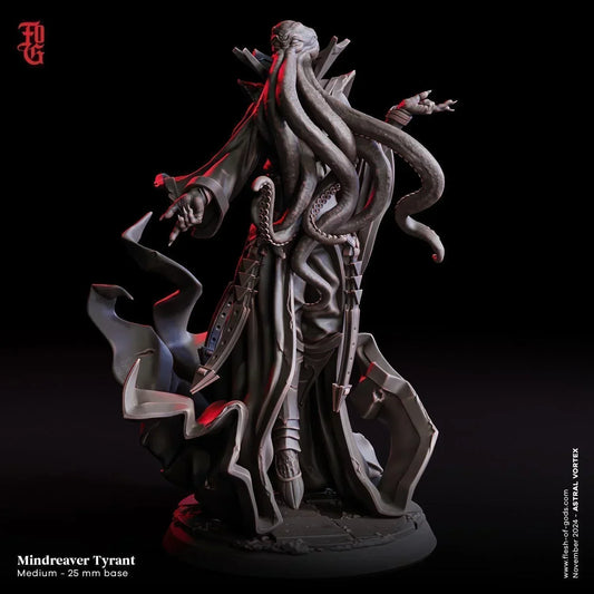 Mindreaver Tyrant Miniature | Cthulhu Mythos Humanoid Flayer Figure | 32mm Scale or 75mm Scale - Plague Miniatures