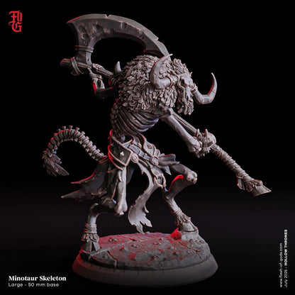 Minotaur Skeleton | Undead Hybrid Warrior Monster Miniature | 50mm Base - Plague Miniatures