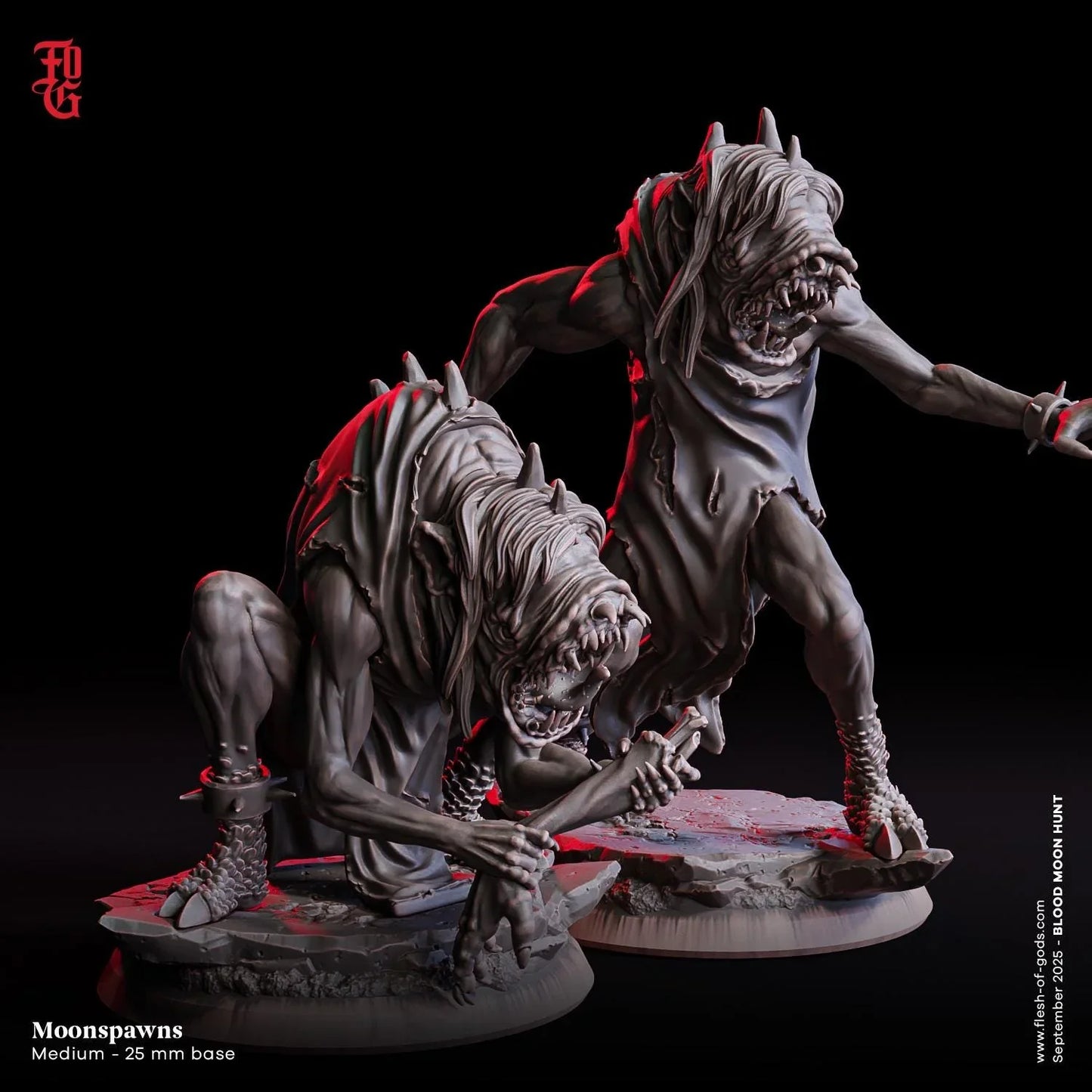 Moonspawn Ravager | Mutant Werewolf Beast Figurine | 32mm Scale - Plague Miniatures