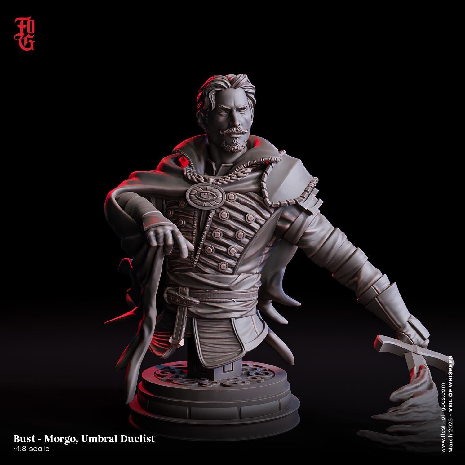 Morgo, Umbral Duelist | Human Fighter Bust | Dark Fantasy Decor - Plague Miniatures