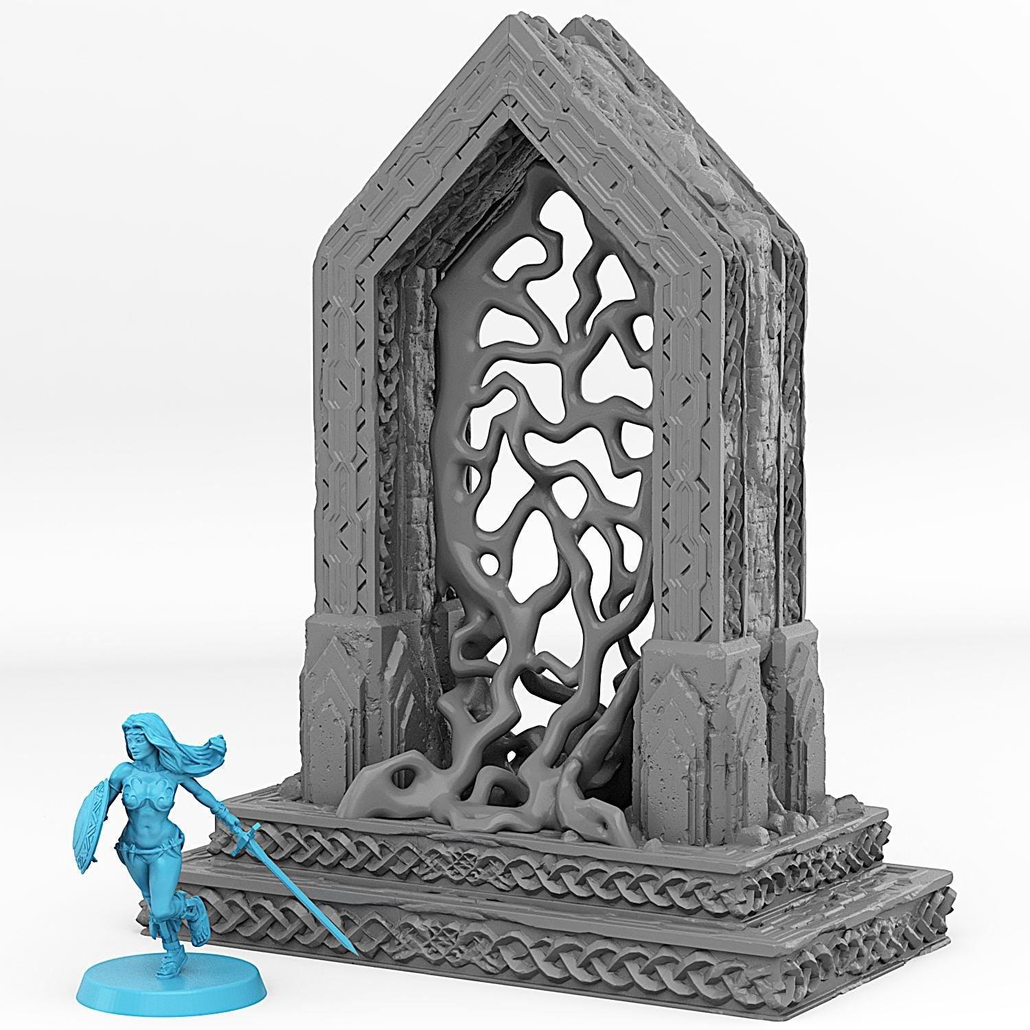 Moria Portal Miniature | Malefic Effect Dwarf Mine Dungeon Terrain Prop | 28mm or 32mm Scale - Plague Miniatures