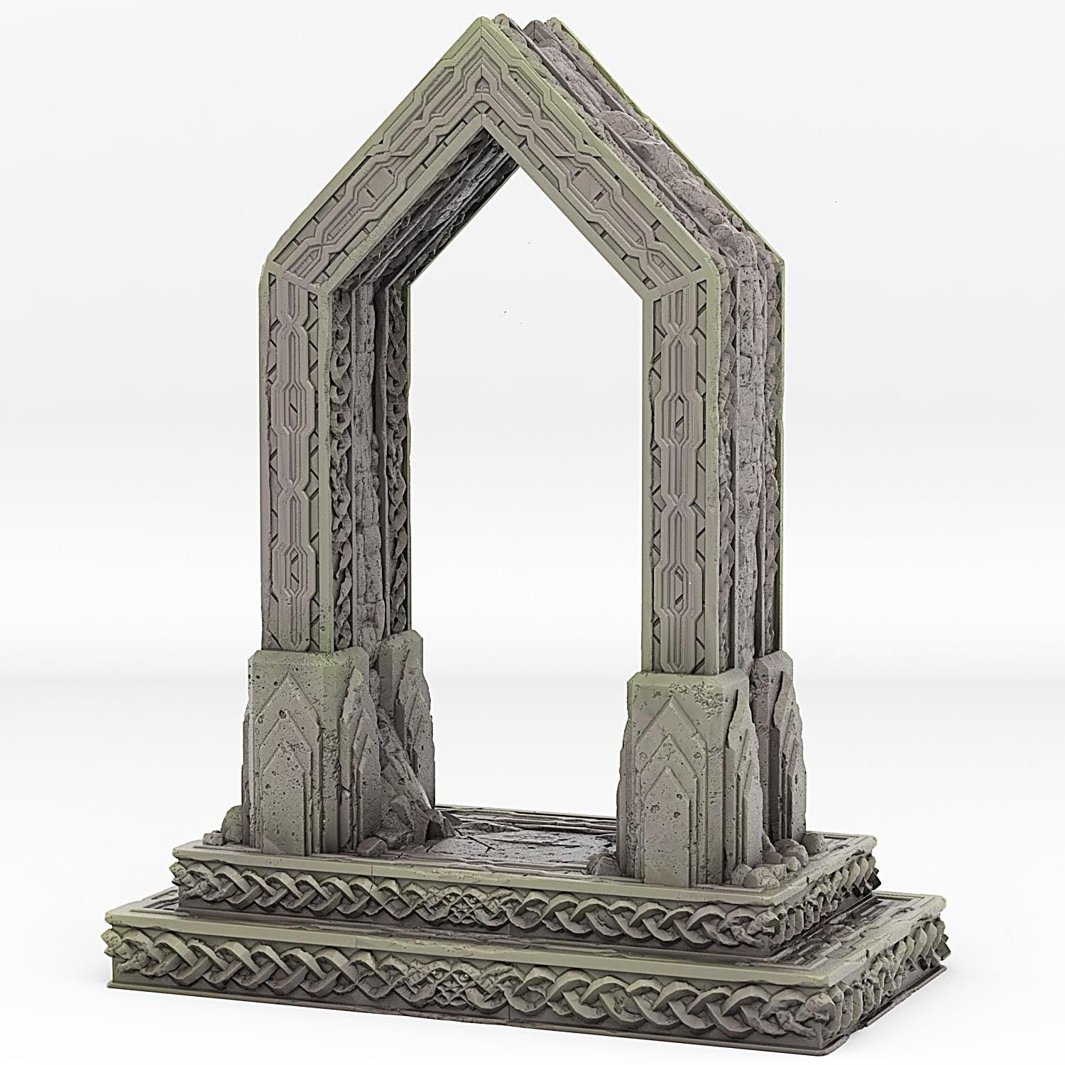 Moria Portal Miniature | Malefic Effect Dwarf Mine Dungeon Terrain Prop | 28mm or 32mm Scale - Plague Miniatures